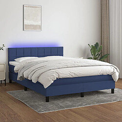 vidaXL Sommier à lattes de lit avec matelas LED Bleu 140x190 cm Tissu 