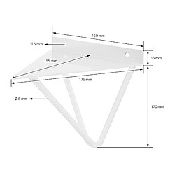 Acheter ML DESIGN MODERN LIVING 6x Support étagère d'angle triangle en métal blanc avec vis 160mm fixation mural