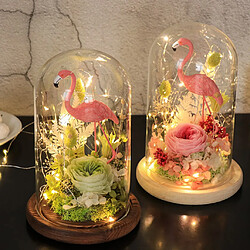 Avis Cloche à dôme en verre 2x avec base paysage de fleurs couvercle en verre brun g