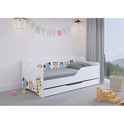 Kids Literie Lit Banquette Lilu 80 x 160 lilu mini zoo Livré avec le sommiers et tiroir.