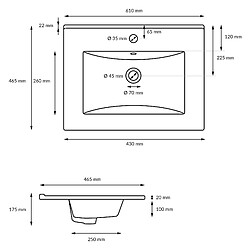 Avis Ecd Germany Lavabo en céramique blanc avec garniture de vidage et trop-plein 610x465x175 mm