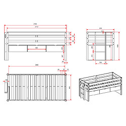 Avis VIPACK Lit mi-hauteur 90x200 sommier inclus Margrit - Blanc et Bois