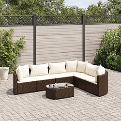 vidaXL Salon de jardin avec coussins 7 pcs marron résine tressée 