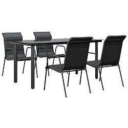 vidaXL Ensemble à manger de jardin 5 pcs noir textilène et acier