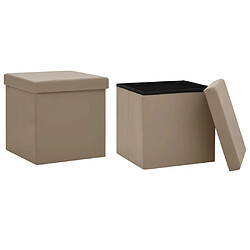 vidaXL Tabourets de rangement pliables lot de 2 cappuccino PVC