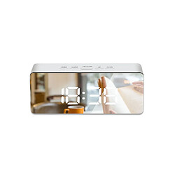 YP Select Miroir Réveil Multifonctionnel Silencieux Led Numérique Réveil Numérique Rectangle Blanc