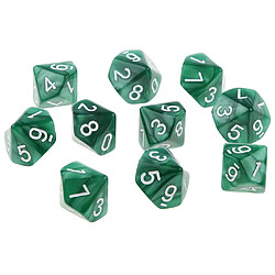 10pcs Dix Faces De Dés D10 Jouer D & D Jeux Rpg Parti Dices Vert