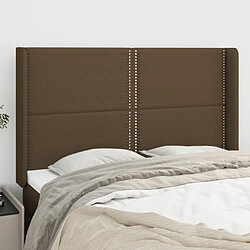 Maison Chic Tête de lit scandinave avec oreilles,meuble de chambre Marron foncé 147x16x118/128 cm Tissu -MN48390