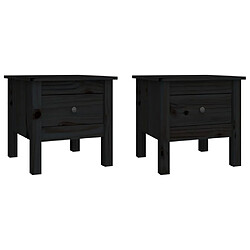 vidaXL Tables d'appoint 2 pcs Noir 40x40x39 cm Bois massif de pin