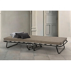 LLB LIVING LIFE BED Lit pliant à roulettes matelas et lattes 80x180 Ares, Couleur: Marron