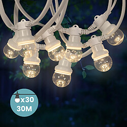 SkyLantern Kit Guirlande Guinguette 30m IP 65 Cable Blanc Bulbes Transparents