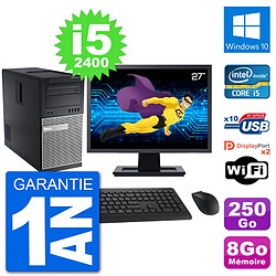 PC Tour Dell 7010 Ecran 27" Intel i5-2400 RAM 8Go Disque 250Go Windows 10 Wifi · Occasion 