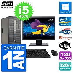 PC Tour HP ProDesk 600 G1 Ecran 22" i5-4570 RAM 32Go SSD 120Go Windows 10 Wifi · Occasion 