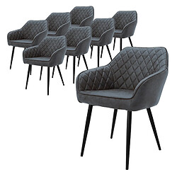 ML-Design Lot 8x chaises de salle à manger fauteuils salon matériau synthétique anthracite