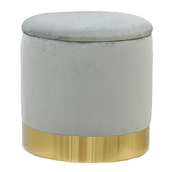 Aubry Gaspard Pouf coffre en velours et métal gris/or.