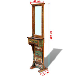 vidaXL Miroir de couloir bois de récupération massif 47x23x180 cm pas cher