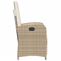 Maison Chic Chaise inclinable de jardin et repose-pied pour relax beige résine tressée -GKD94327 pas cher