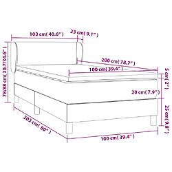 vidaXL Sommier à lattes de lit avec matelas Noir 100x200 cm Tissu pas cher