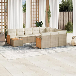 Maison Chic Salon de jardin 11 pcs avec coussins | Ensemble de Table et chaises | Mobilier d'Extérieur beige résine tressée -GKD41117