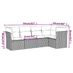 Acheter vidaXL Salon de jardin avec coussins 5 pcs marron résine tressée