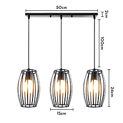 Stoex Suspension Luminaire D'Intérieur Rétro 3 Lumières Lustre Vintage Plafonnier en Métal Pour Chambre À Coucher, Salon, Salle À Manger, Cuisine Noire pas cher