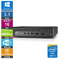 HP 600 G2 Mini i5-6500T 3.10GHz 16Go/480Go SSD Wifi W10 - Reconditionné