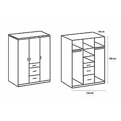 Avis Inside 75 Armoire VOLVERINE 2 portes chêne 1 porte blanc 3 tiroirs