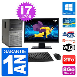 PC Tour Dell 7020 Ecran 19" Intel i7-4790 RAM 8Go Disque 2To Windows 10 Wifi · Occasion 