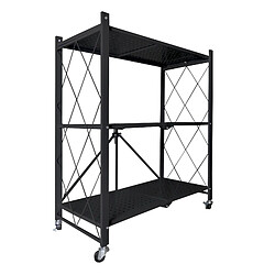 Nyana Home Etagère de Rangement Pliante Polyvalente avec Roues 71x35x87cm Noir