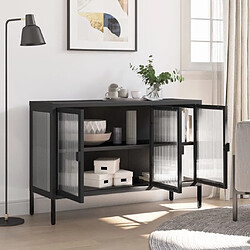 Avis Maison Chic Commode Buffet - Meuble de rangement noir 105x35x70 cm verre et acier -GKD32868