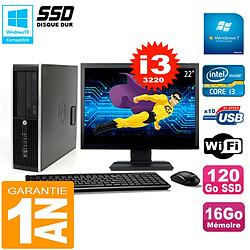 PC HP Compaq 8300 SFF Ecran 22" Core I3-3220 RAM 16Go Disque 120 Go SSD Wifi W7 · Occasion 