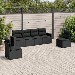 vidaXL Salon de jardin 6 pcs avec coussins noir résine tressée