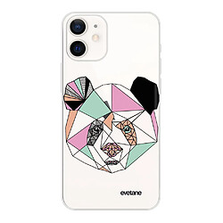 Coque iPhone 12 mini souple transparente Panda Outline Motif Ecriture Tendance Evetane