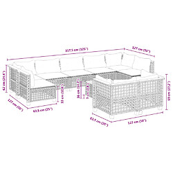 vidaXL Salon de jardin avec coussins 10 pcs gris résine tressée pas cher