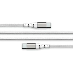 Force Power Câble Renforcé USB C/USB C 3m - 3A Blanc 