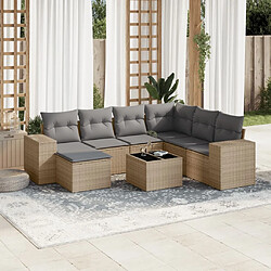 Maison Chic Salon de jardin avec coussins 8 pcs | Ensemble de Table et chaises | Mobilier d'Extérieur beige résine tressée -GKD47905