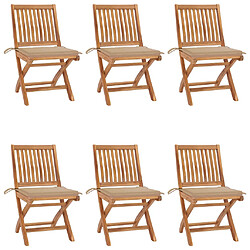 vidaXL Chaises pliables de jardin avec coussins lot de 6 Bois de teck