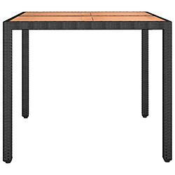 Avis vidaXL Table de jardin plateau en bois Noir Résine tressée bois massif