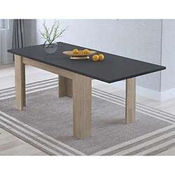 Pegane Table de salle à manger extensible rectangulaire coloris Chêne, graphite -longueur 138-198 x profondeur 88 x Hauteur 76 cm