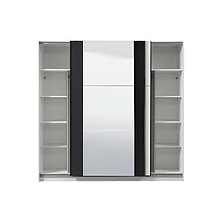 Vente-Unique Armoire SUTERA - 2 portes coulissantes - Avec miroir - L.217 cm - Blanc et noir pas cher