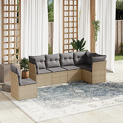 vidaXL Salon de jardin avec coussins 6 pcs beige résine tressée