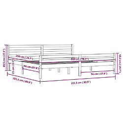 vidaXL Cadre de lit Noir Bois massif 200x200 cm pas cher