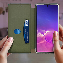 Acheter Avizar Étui Galaxy S10 Lite Effet Satinée Clapet Porte-carte Support Vidéo vert foncé