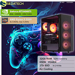 Sedatech PC Gamer • AMD Ryzen 5 5500 • RTX4060Ti • 32 Go RAM • 2To SSD M.2 • sans OS