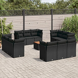 Maison Chic Salon de jardin avec coussins 13 pcs, Ensemble Tables et chaises de jardin, noir résine tressée -GKD867580