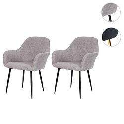 Mendler 2x chaise de salle à manger HWC-F18, fauteuil de cuisine, design rétro ~ tissu gris, pieds noirs