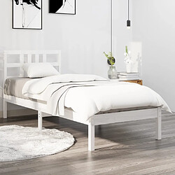 Maison Chic Lit Moderne Chambre - Cadre/structure de lit pour adulte Blanc Bois massif 90x190 cm Simple -MN11551