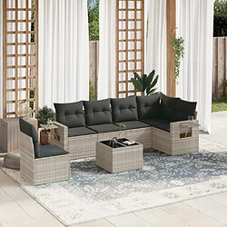 vidaXL Salon de jardin avec coussins 7 pcs gris clair résine tressée 