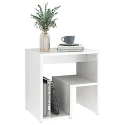 Maison Chic Table de chevet,Table de nuit,Table d'appoint pour salon Blanc brillant 40x30x40 cm Aggloméré -MN21675 pas cher