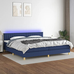 vidaXL Sommier à lattes de lit et matelas et LED Bleu 200x200 cm Tissu 